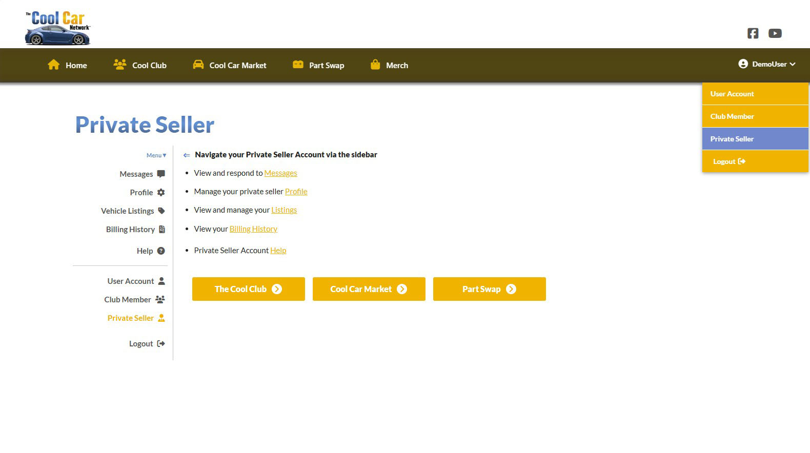 Private Seller Account